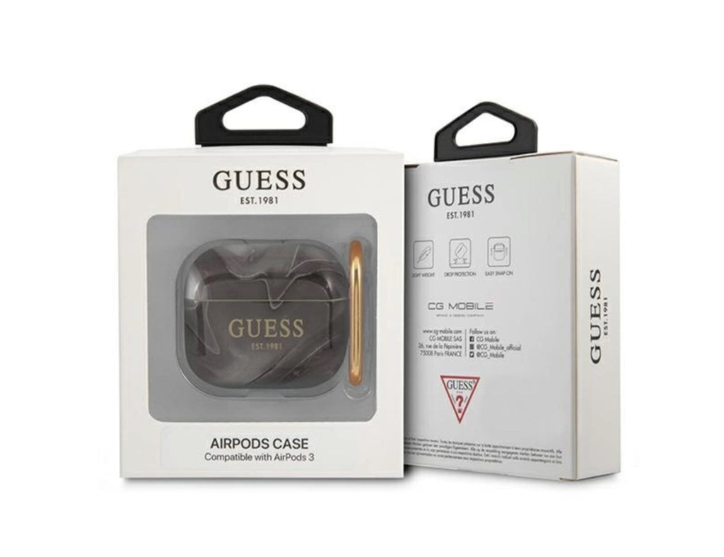 Guess Abdeckung kompatible mit Air Pods 3 schwarz marble Kollektion