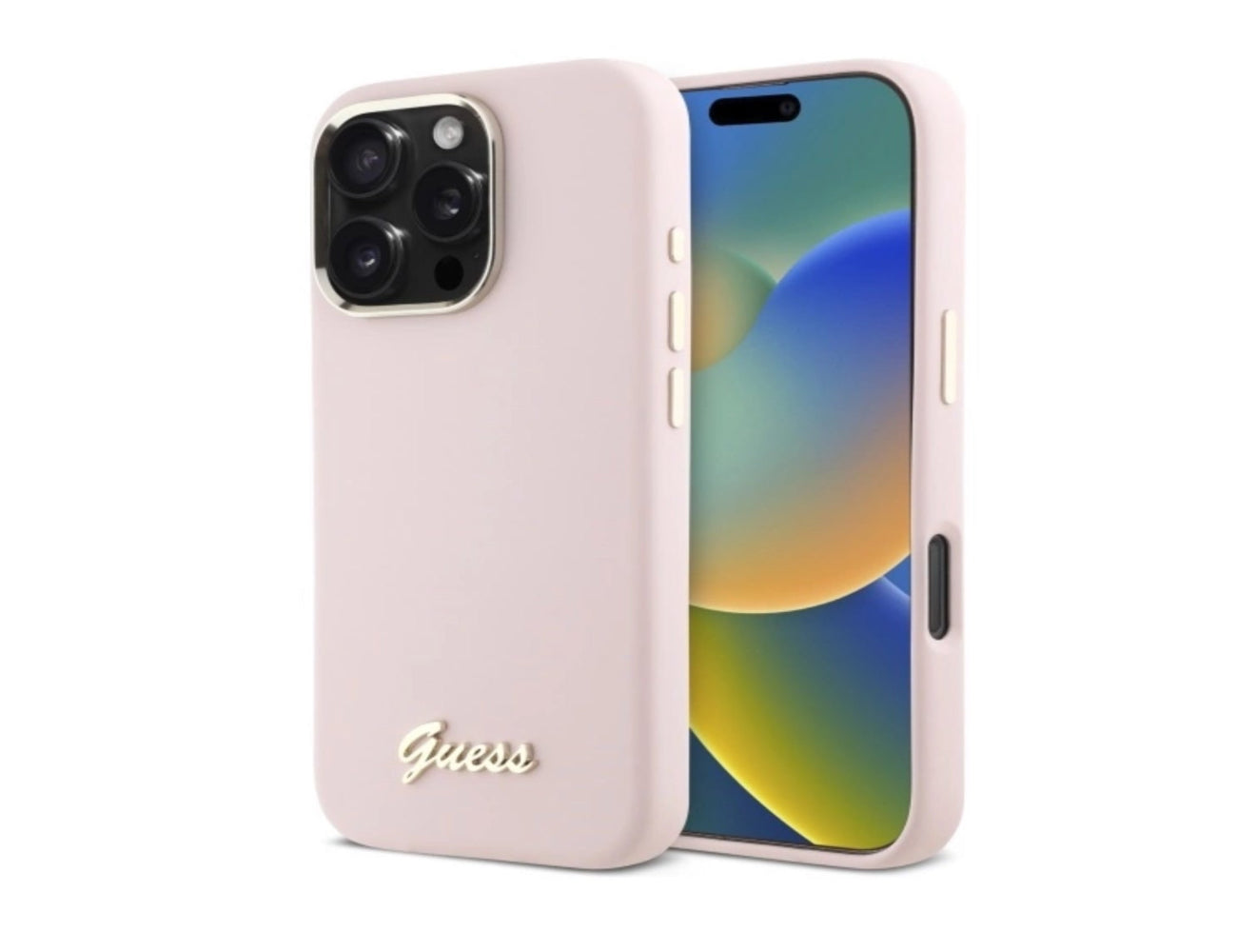 Guess Handyhülle Silikon Script Metal Logo Kollektion- iPhone 16 Pro