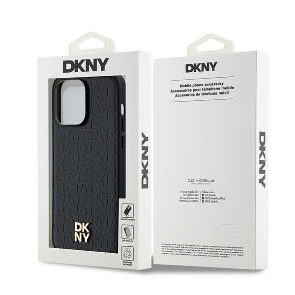 DKNY Handyhülle MagSafe mit Monogrammmuster und Metalllogo - iPhone 14 Pro