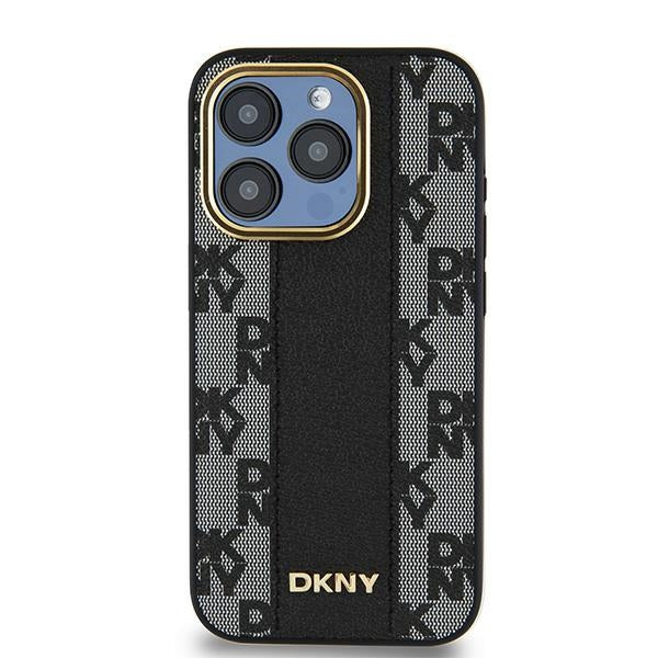 DKNY Handyhülle Leder-MagSafe mit kariertem Monomuster - iPhone 15 Pro Max