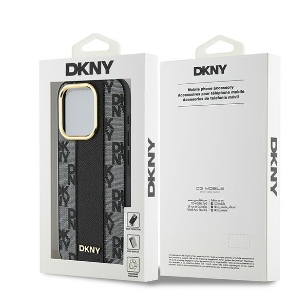 DKNY Handyhülle Leder-MagSafe mit kariertem Monomuster - iPhone 15 Pro Max