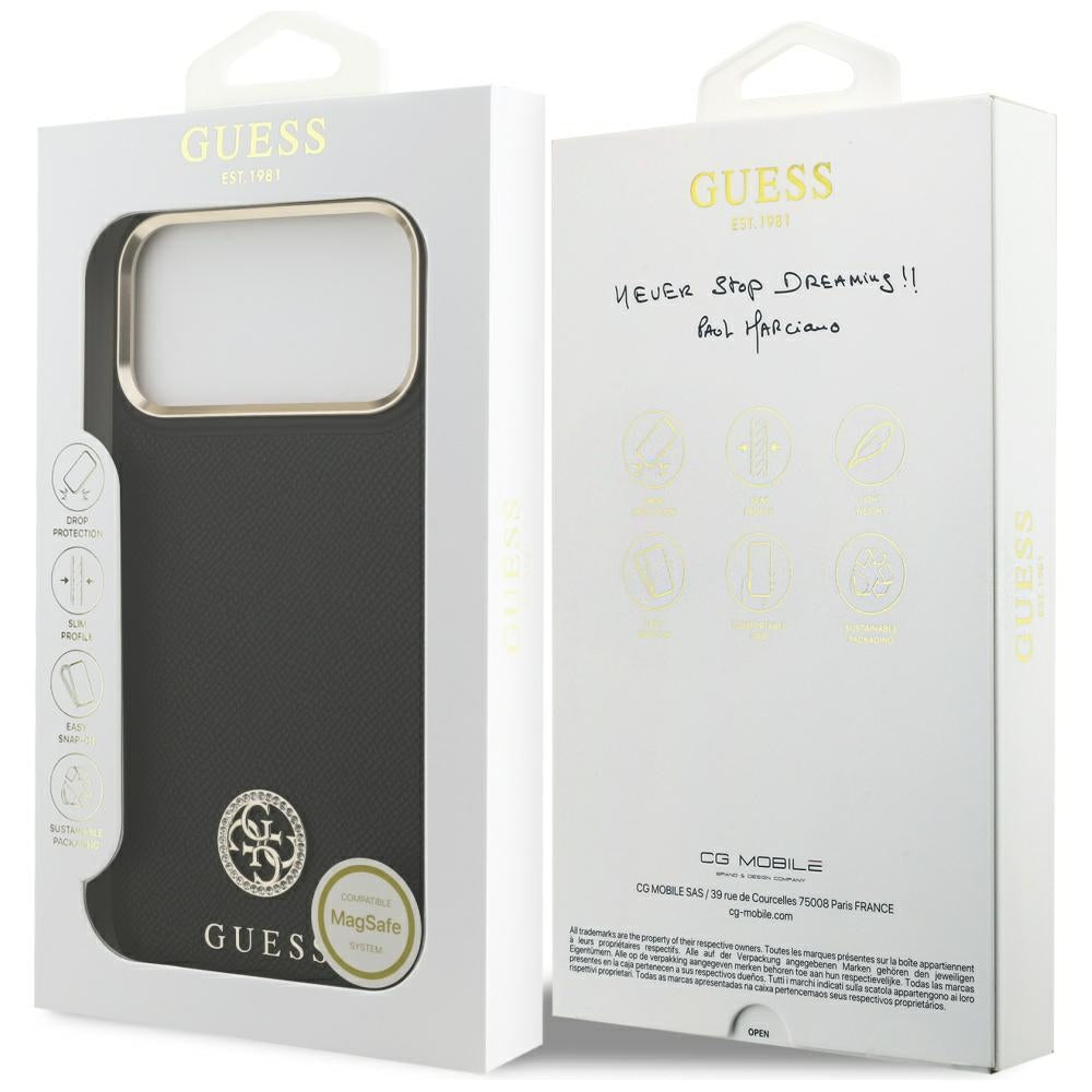 Guess Handyhülle Grained Strass Logo MagSafe - iPhone 17 Pro Max