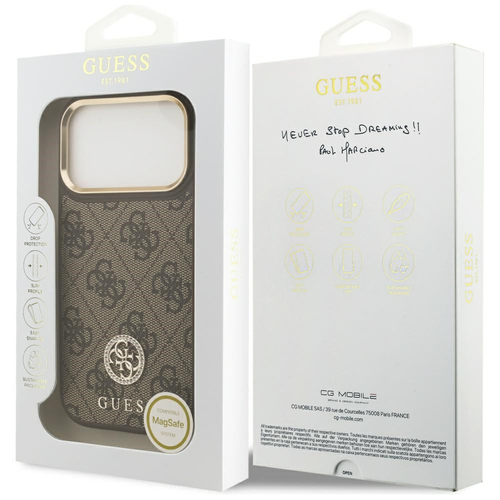 Guess Handyhülle Grained Strass Logo MagSafe - iPhone 17 Pro