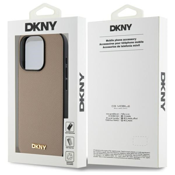 DKNY Handyhülle MagSafe mit genarbtem Metalllogo –  iPhone 15 Pro Max