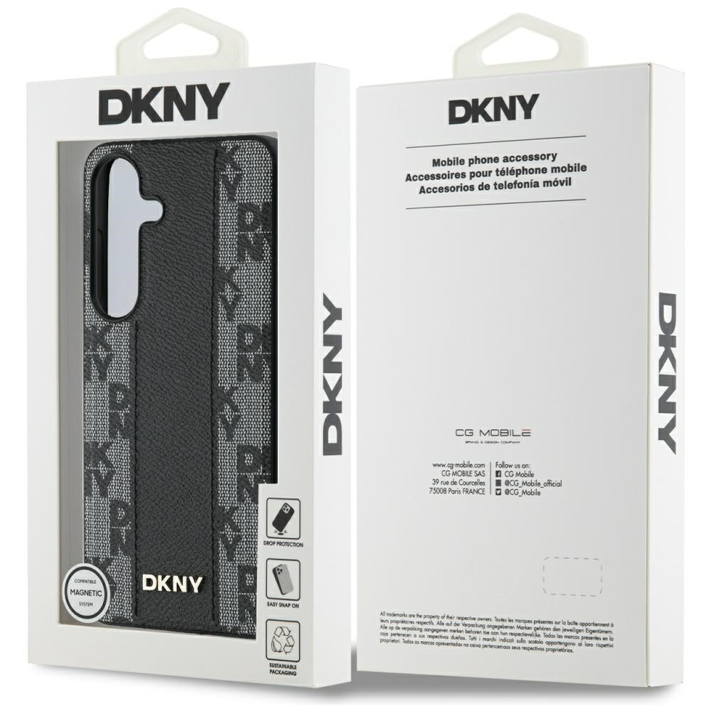DKNY Handyhülle Leder-MagSafe mit kariertem Monomuster - Samsung Galaxy S25