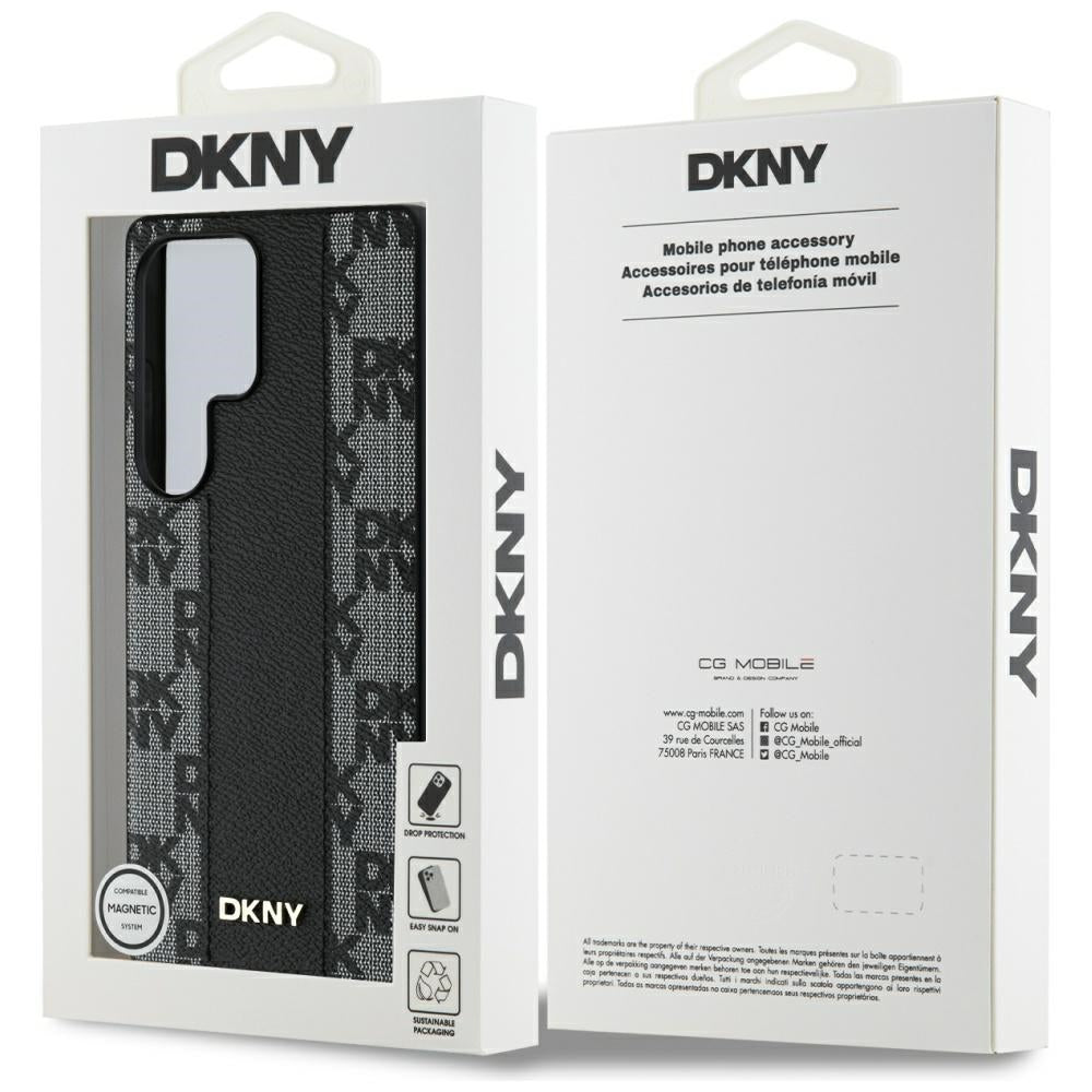 DKNY Handyhülle Leder-MagSafe mit kariertem Monomuster - Samsung Galaxy S25 Ultra