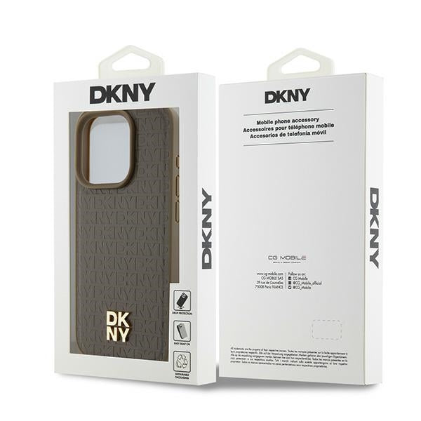 DKNY Handyhülle MagSafe mit Monogram muster und Metalllogo - iPhone 15 Pro Max