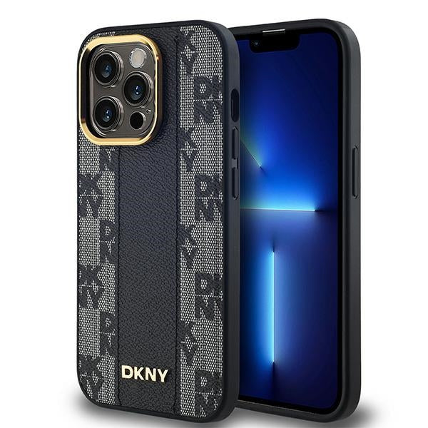 DKNY Handyhülle Leder-MagSafe mit kariertem Monomuster - iPhone 14 Pro