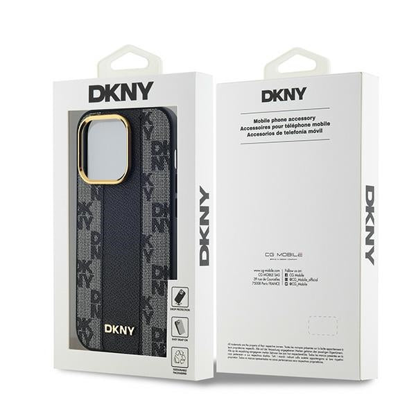 DKNY Handyhülle Leder-MagSafe mit kariertem Monomuster - iPhone 14 Pro Max