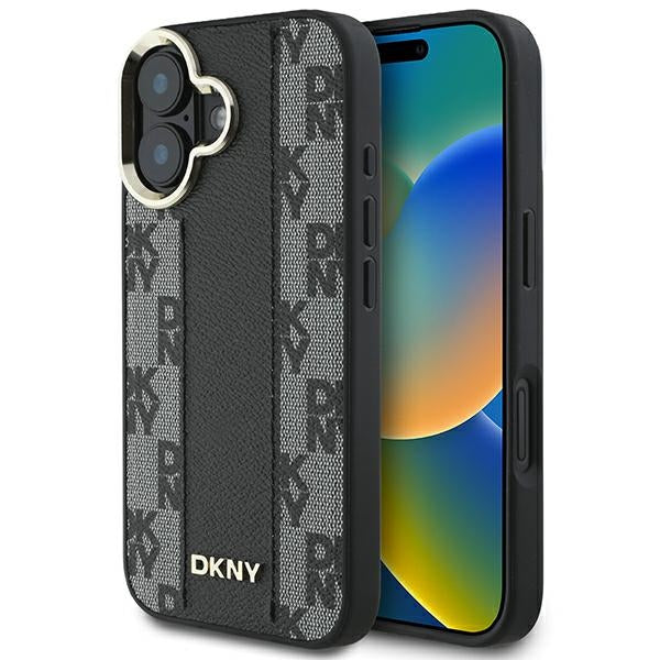 DKNY Handyhülle Leder-MagSafe mit kariertem Monomuster - iPhone 16