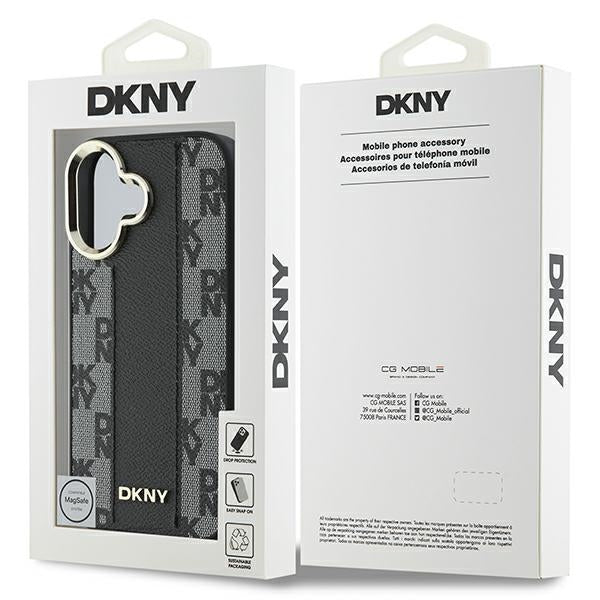 DKNY Handyhülle Leder-MagSafe mit kariertem Monomuster - iPhone 16