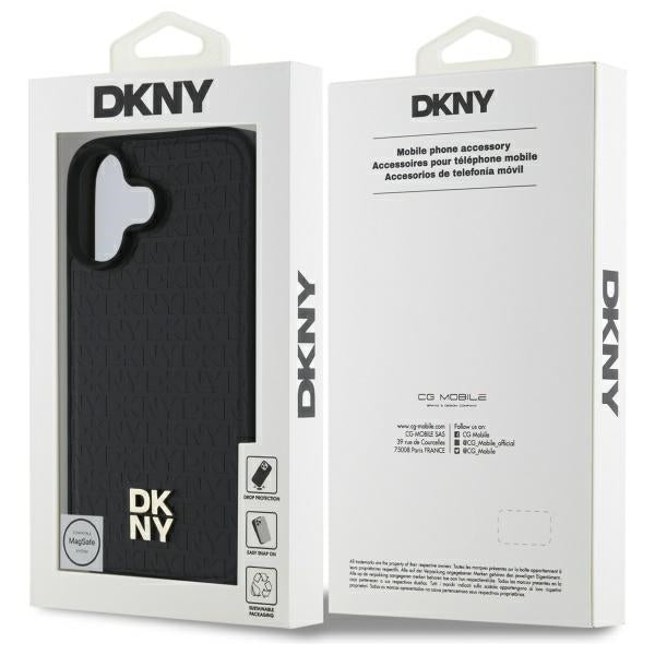 DKNY Handyhülle MagSafe mit Monogrammmuster und Metalllogo - iPhone 16