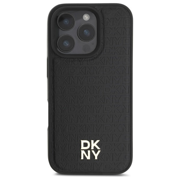 DKNY Handyhülle MagSafe mit Monogrammmuster und Metalllogo - iPhone 16 Pro Max