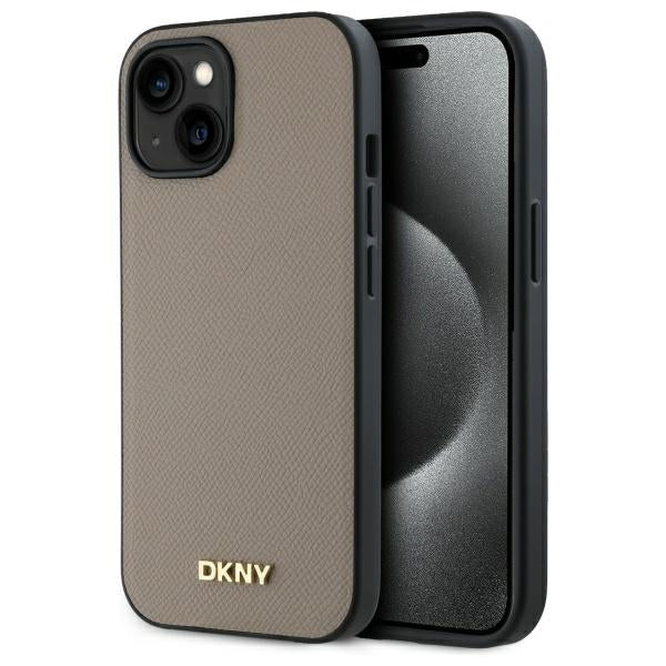 DKNY Handyhülle MagSafe mit genarbtem Metalllogo –  iPhone 15