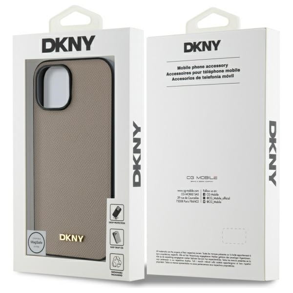 DKNY Handyhülle MagSafe mit genarbtem Metalllogo –  iPhone 15