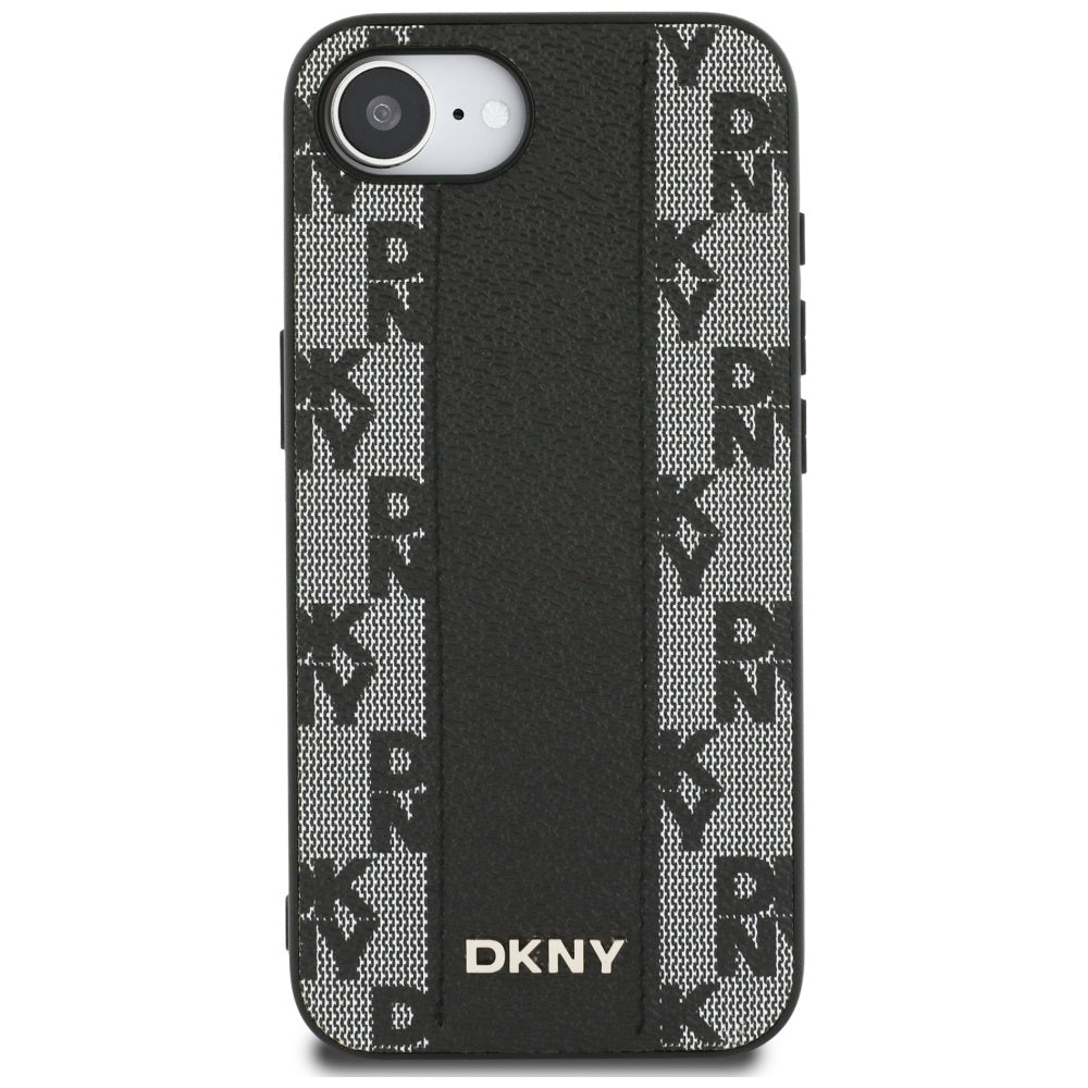 DKNY Handyhülle Leder-MagSafe mit kariertem Monomuster - iPhone 16 e