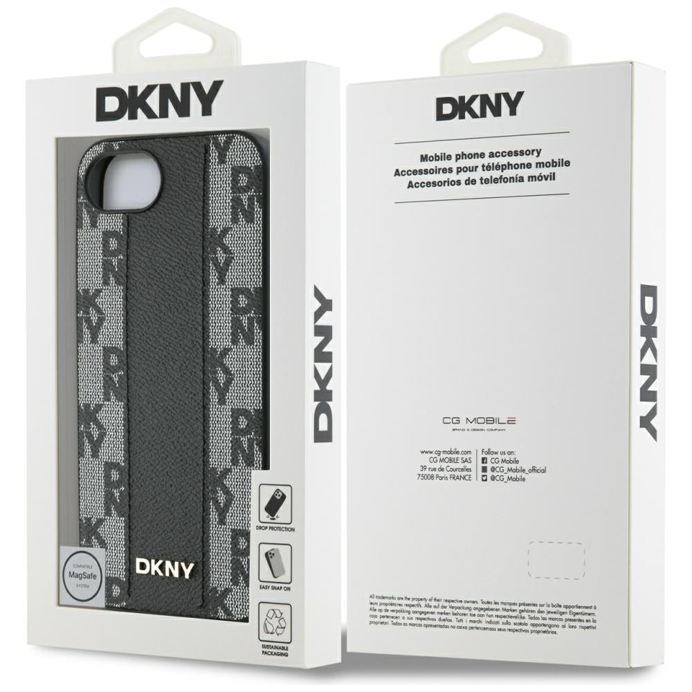 DKNY Handyhülle Leder-MagSafe mit kariertem Monomuster - iPhone 16 e