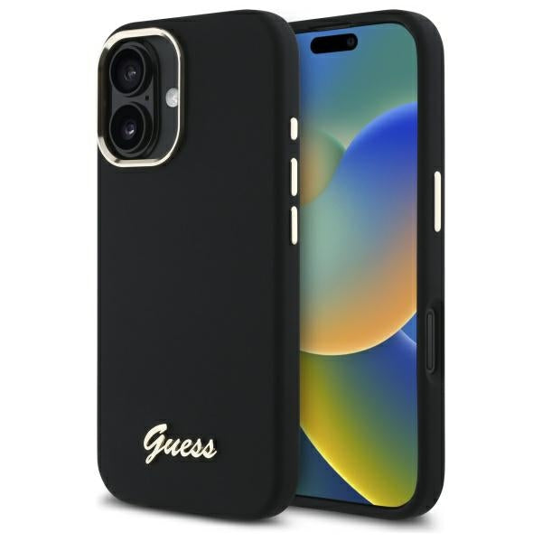 Guess Handyhülle Silikon Script Metal Logo Kollektion- iPhone 16 Plus