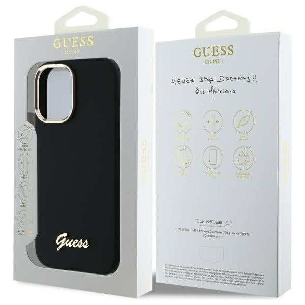 Guess Handyhülle Silikon Script Metal Logo Kollektion- iPhone 16 Plus