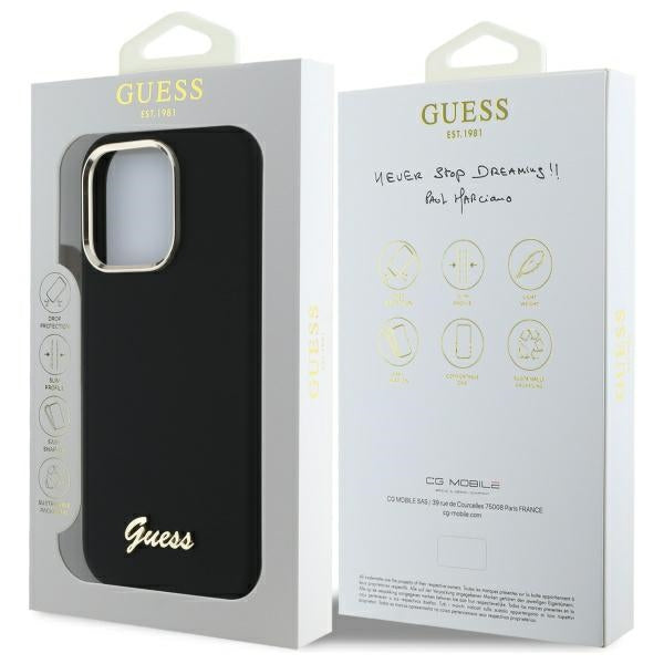 Guess Handyhülle Silikon Script Metal Logo Kollektion- iPhone 16 Pro Max