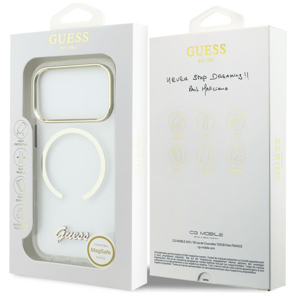 Guess Handyhülle IML Script Metal MagSafe Kollektion - iPhone 17 Pro