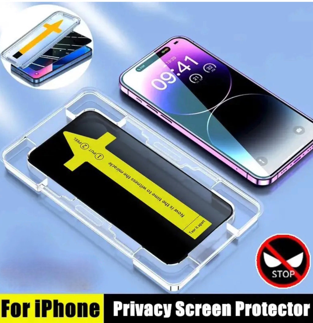 Easy Fit Full Screen Privacy Tempered Glass mit Montageständer