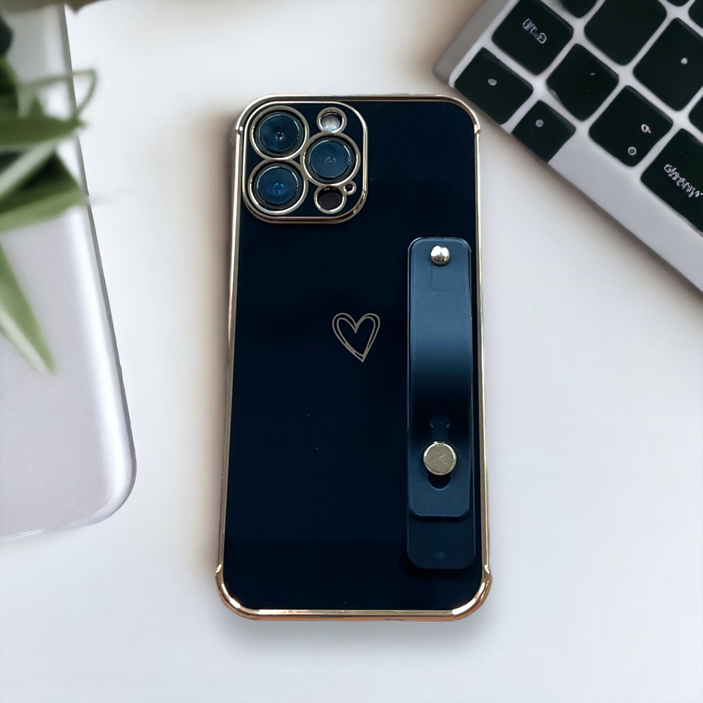 Herz aus Gold in schwarz - iPhone 13 Pro Max Handyhülle